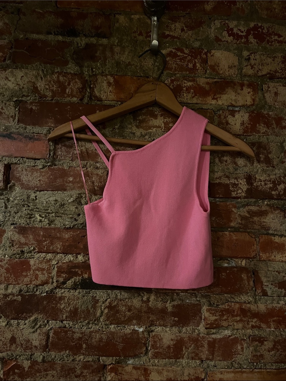 Zara Pink Asymmetric One-Shoulder Crop Top